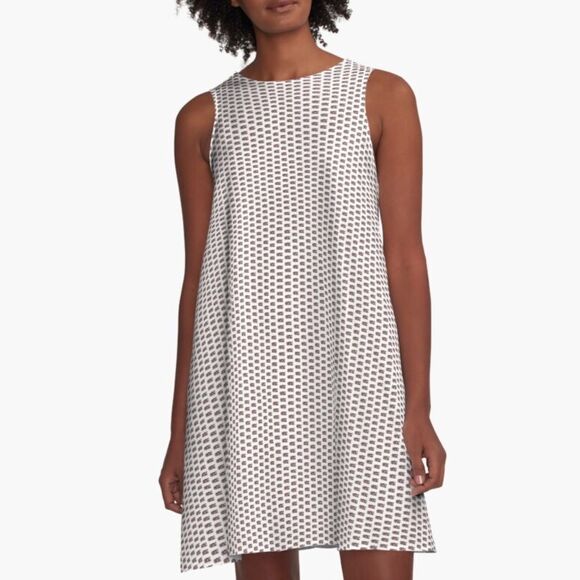 Ann Taylor Cotton Blend Textured Black White A-line Sleeveless Dress Size 14 - Picture 1 of 7